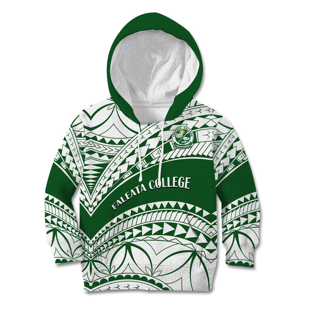 Personalised Samoa Faleata College Kid Hoodie Samoan Pattern LT14 Hoodie Green - Polynesian Pride