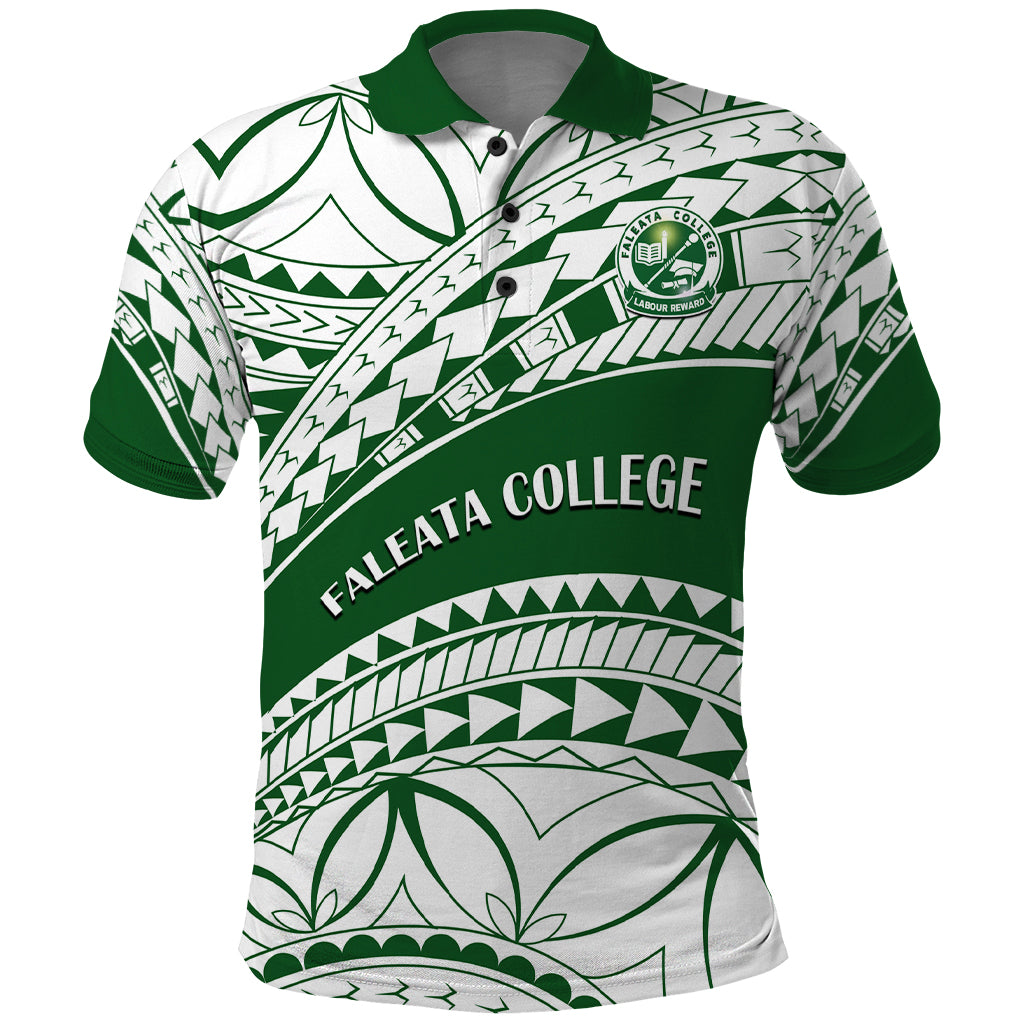Personalised Samoa Faleata College Polo Shirt Samoan Pattern LT14 Green - Polynesian Pride