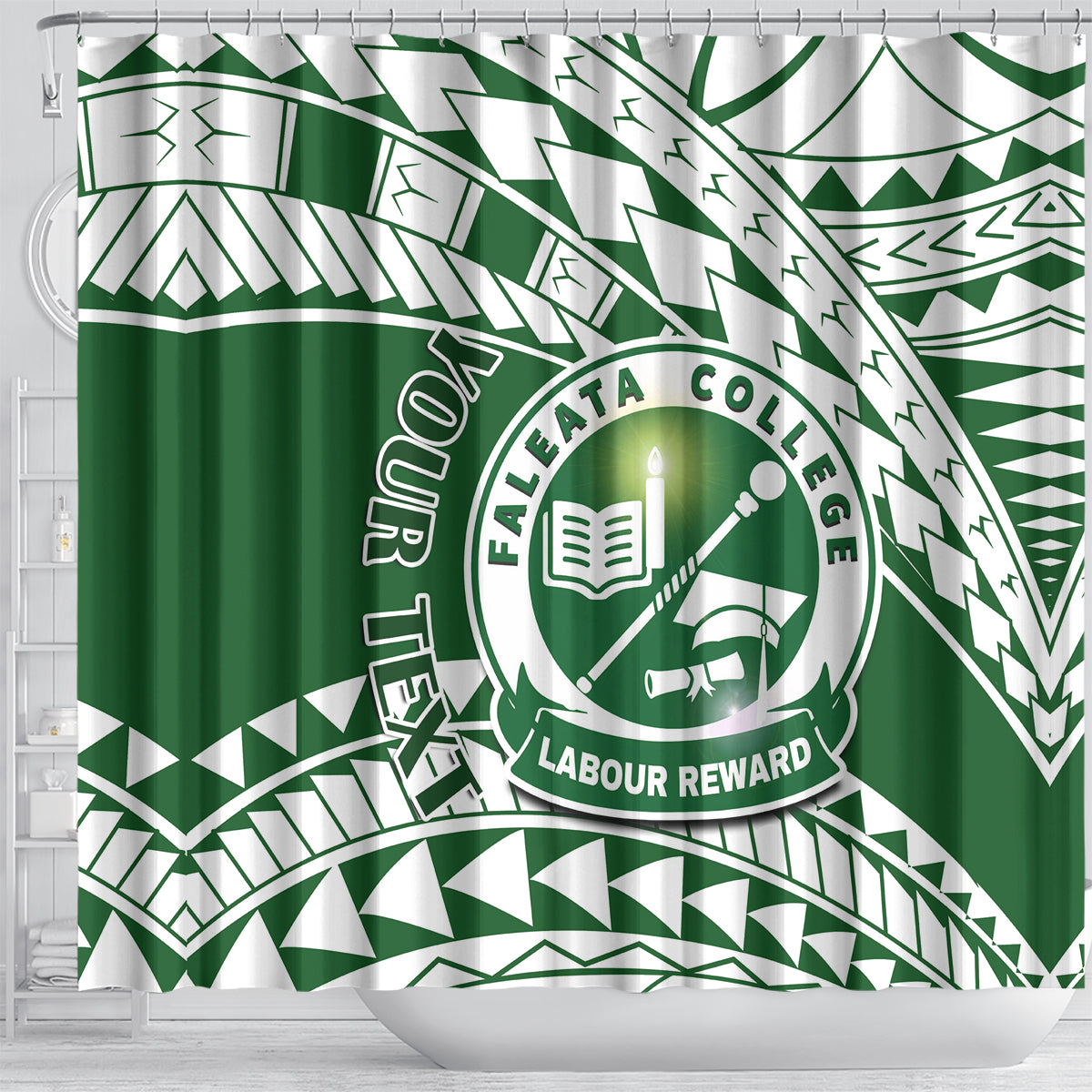 Personalised Samoa Faleata College Shower Curtain Samoan Pattern LT14 - Polynesian Pride