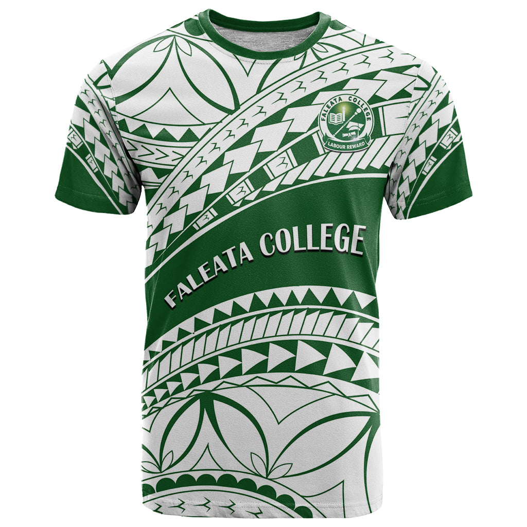 Personalised Samoa Faleata College T Shirt Samoan Pattern LT14 Green - Polynesian Pride
