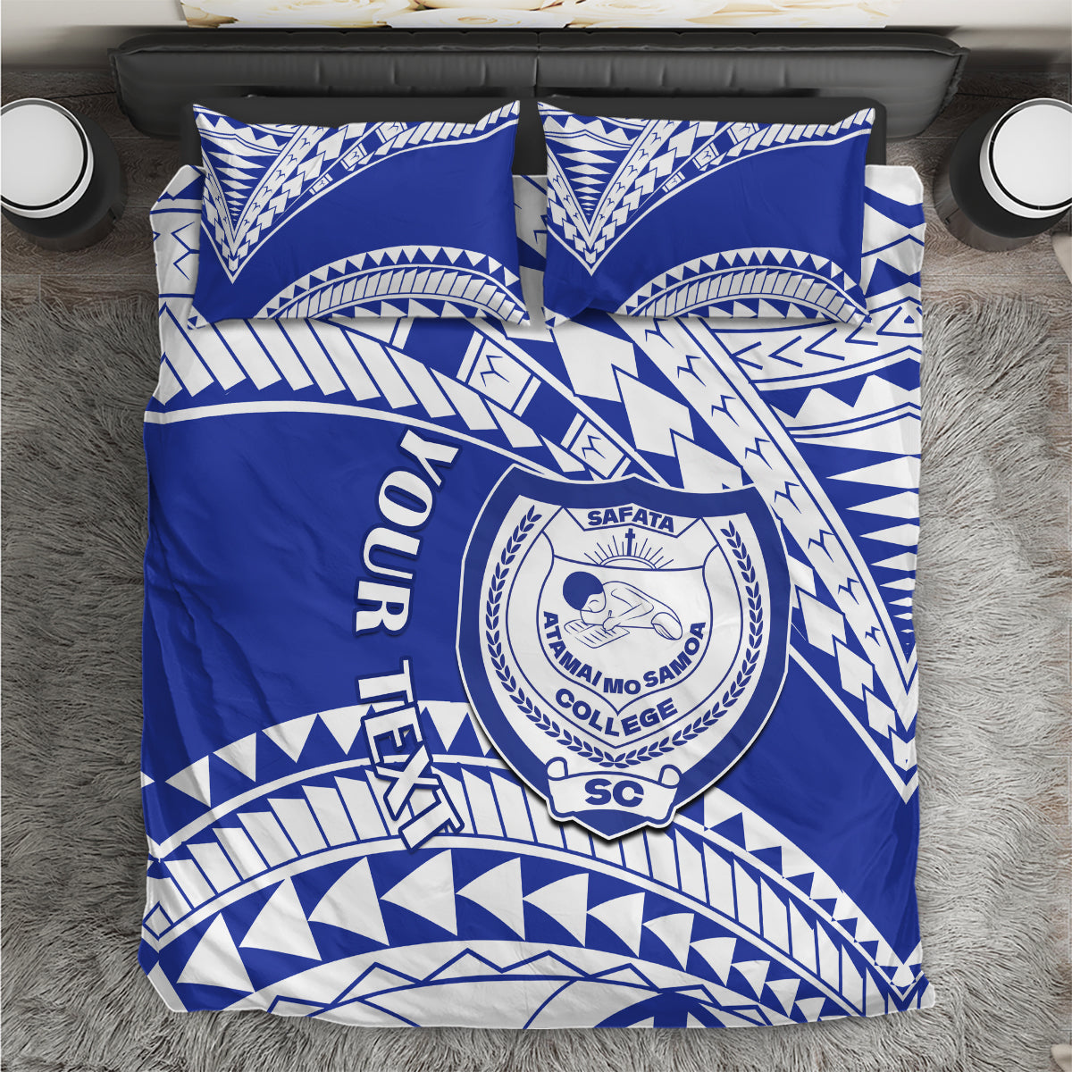Personalised Samoa Safata College Bedding Set Samoan Pattern LT14 Blue - Polynesian Pride