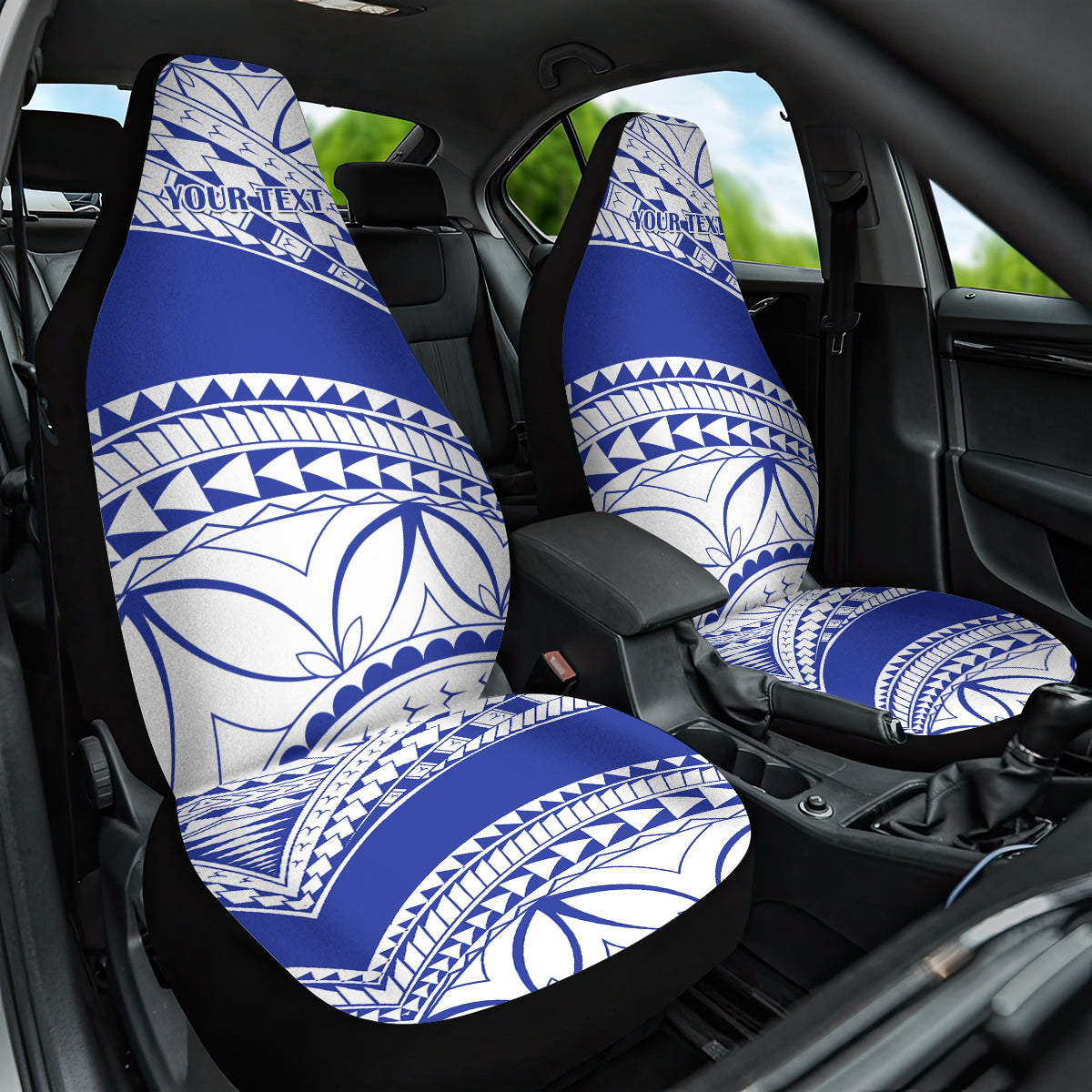 Personalised Samoa Safata College Car Seat Cover Samoan Pattern LT14 One Size Blue - Polynesian Pride