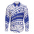 Personalised Samoa Safata College Family Matching Tank Maxi Dress and Hawaiian Shirt Samoan Pattern LT14 Dad's Shirt - Long Sleeve Blue - Polynesian Pride