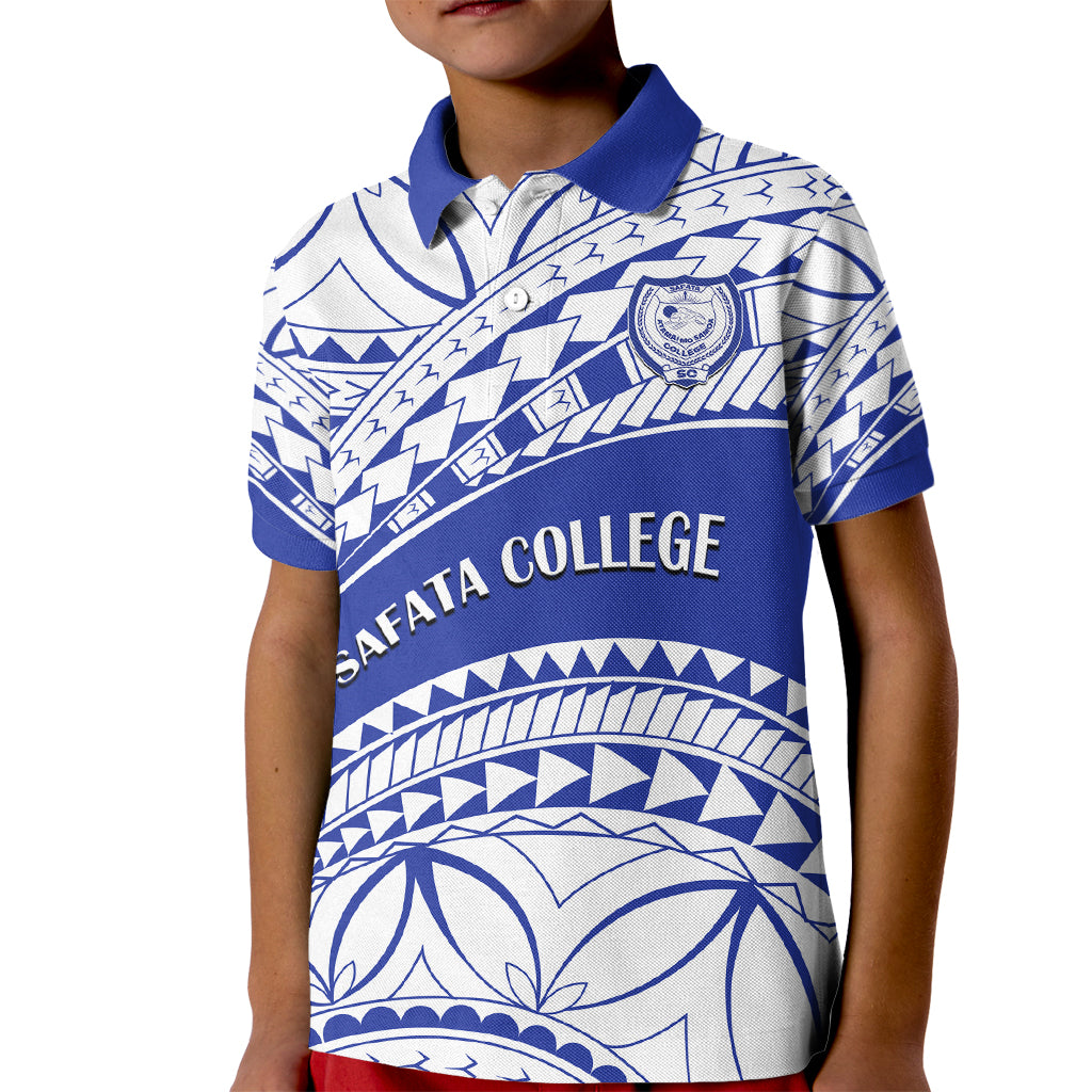 Personalised Samoa Safata College Kid Polo Shirt Samoan Pattern LT14 Kid Blue - Polynesian Pride