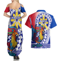 Personalised Philippines Couples Matching Summer Maxi Dress and Hawaiian Shirt Filipino Sarimanok With Polynesian Tattoo LT14 - Polynesian Pride