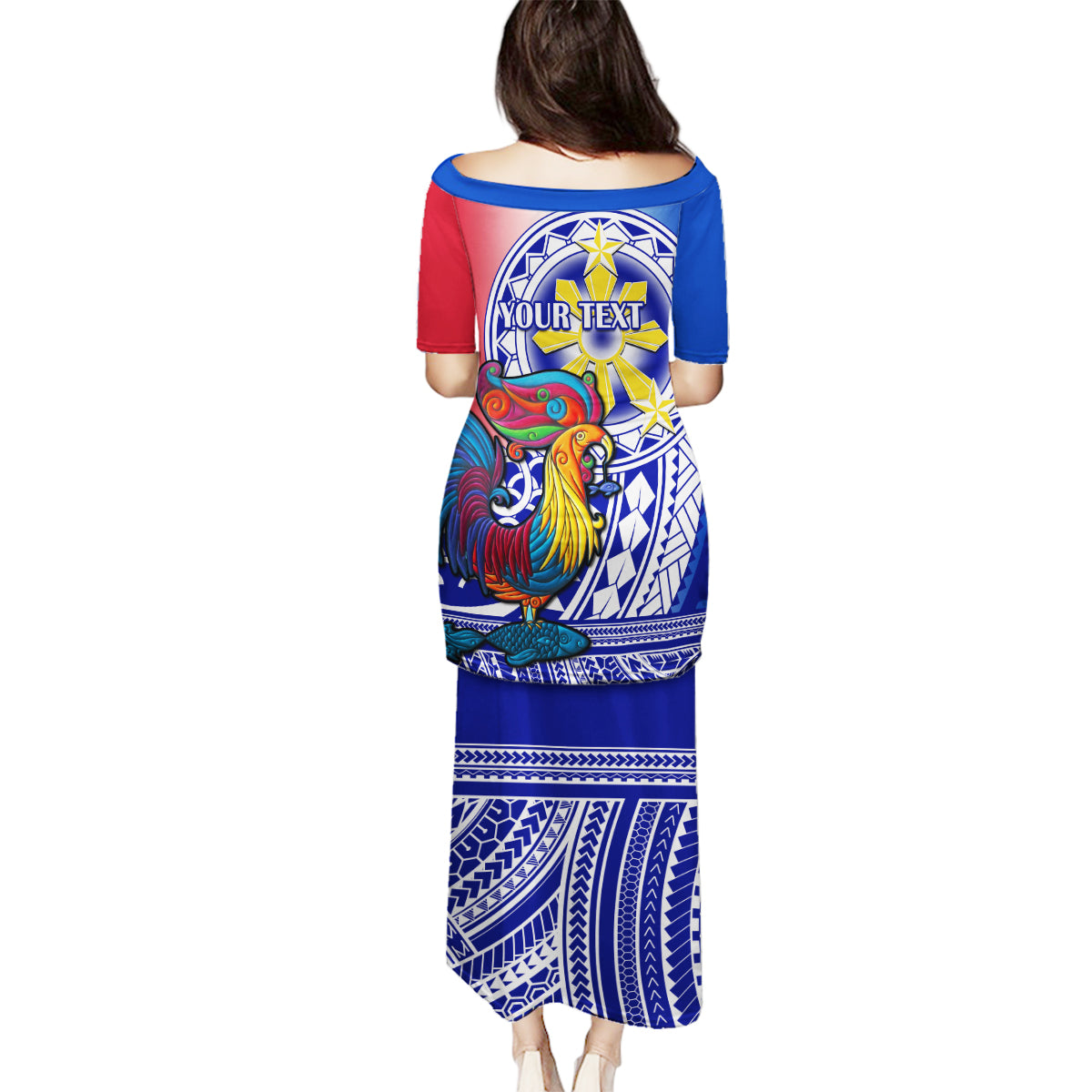 Personalised Philippines Family Matching Puletasi Dress and Hawaiian Shirt Filipino Sarimanok With Polynesian Tattoo LT14 - Polynesian Pride