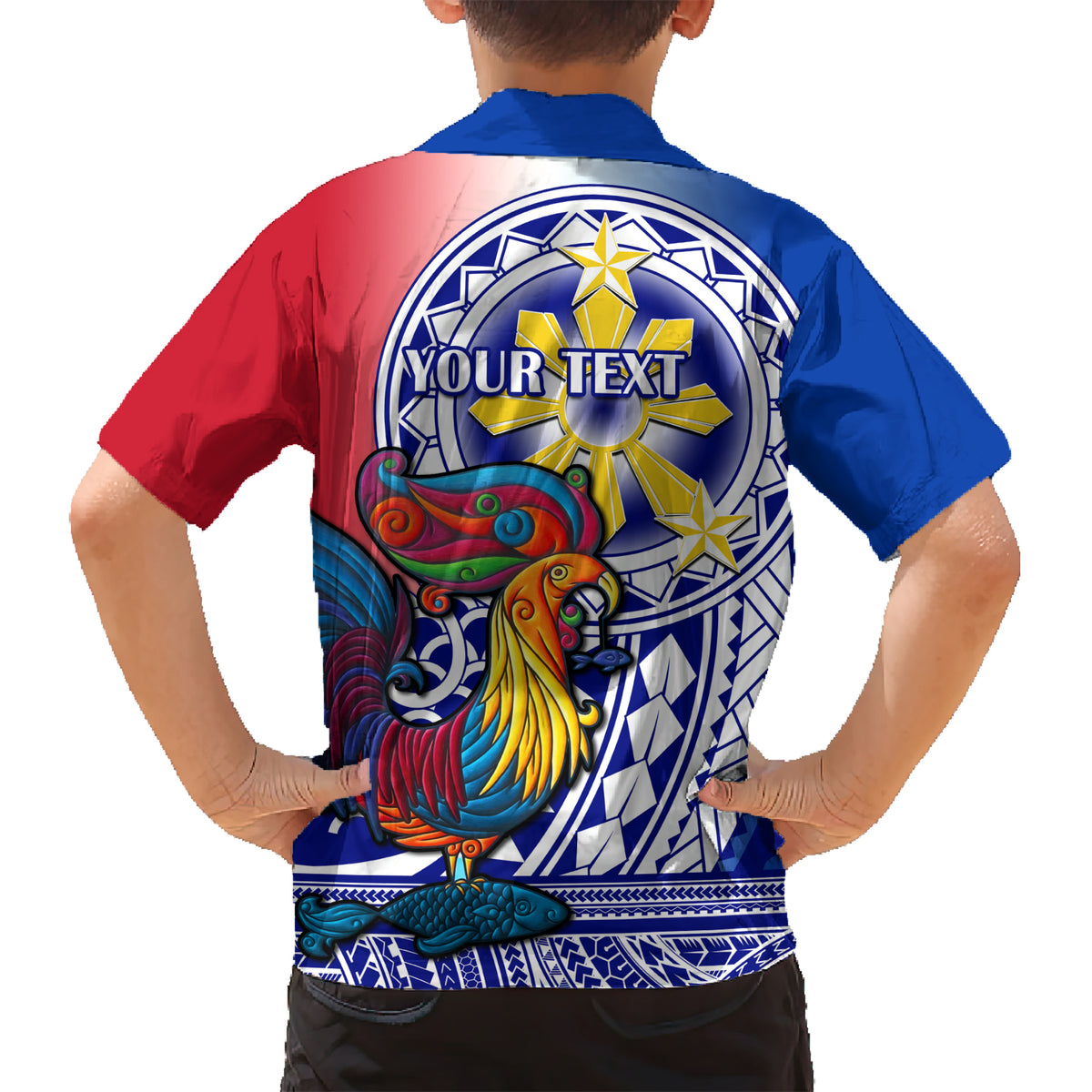 Personalised Philippines Kid Hawaiian Shirt Filipino Sarimanok With Polynesian Tattoo LT14 - Polynesian Pride