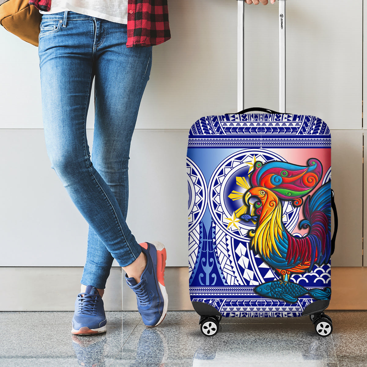 Philippines Luggage Cover Filipino Sarimanok With Polynesian Tattoo LT14 - Polynesian Pride
