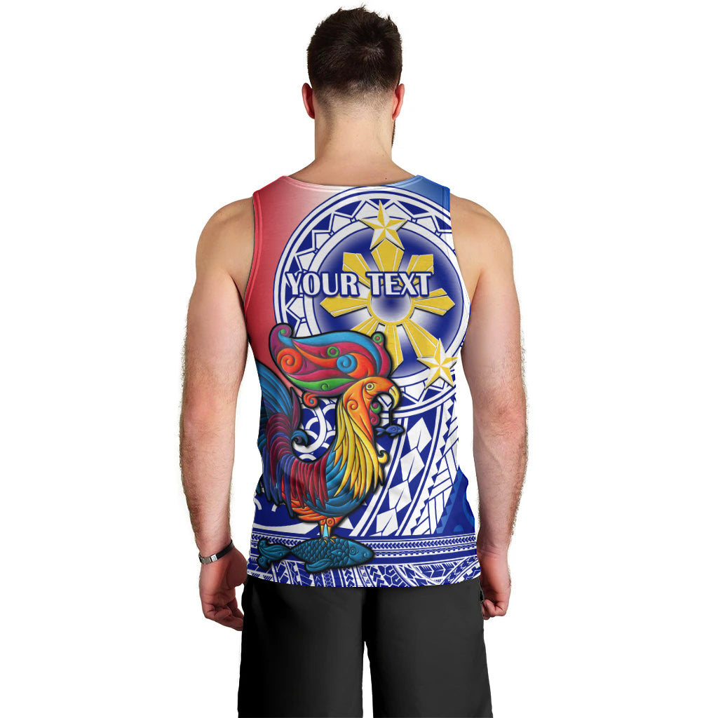 Personalised Philippines Men Tank Top Filipino Sarimanok With Polynesian Tattoo LT14 - Polynesian Pride