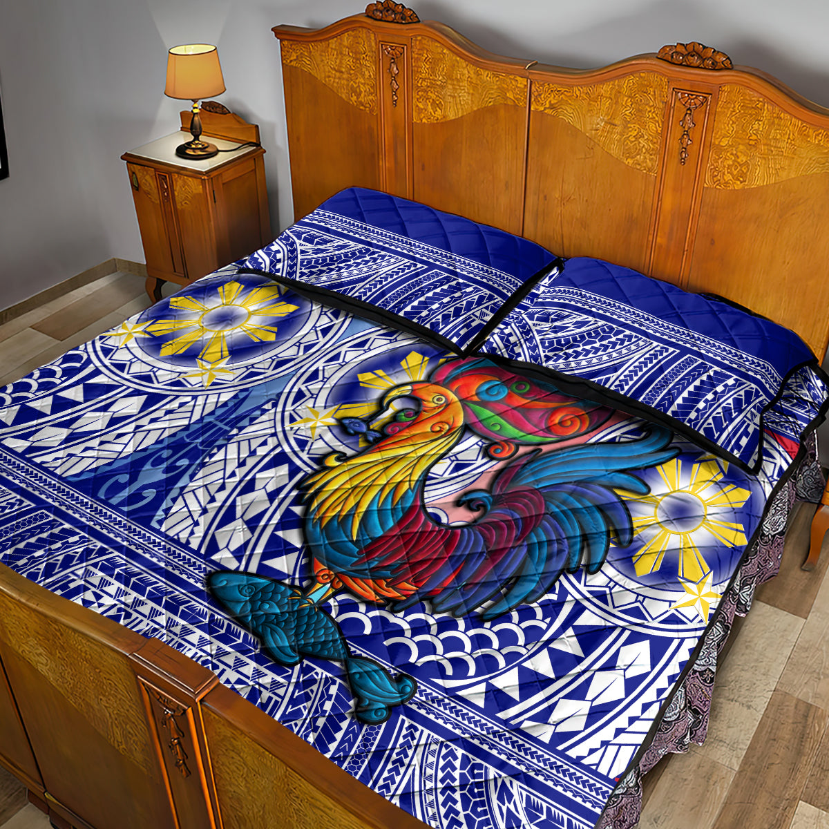 Philippines Quilt Bed Set Filipino Sarimanok With Polynesian Tattoo LT14 - Polynesian Pride
