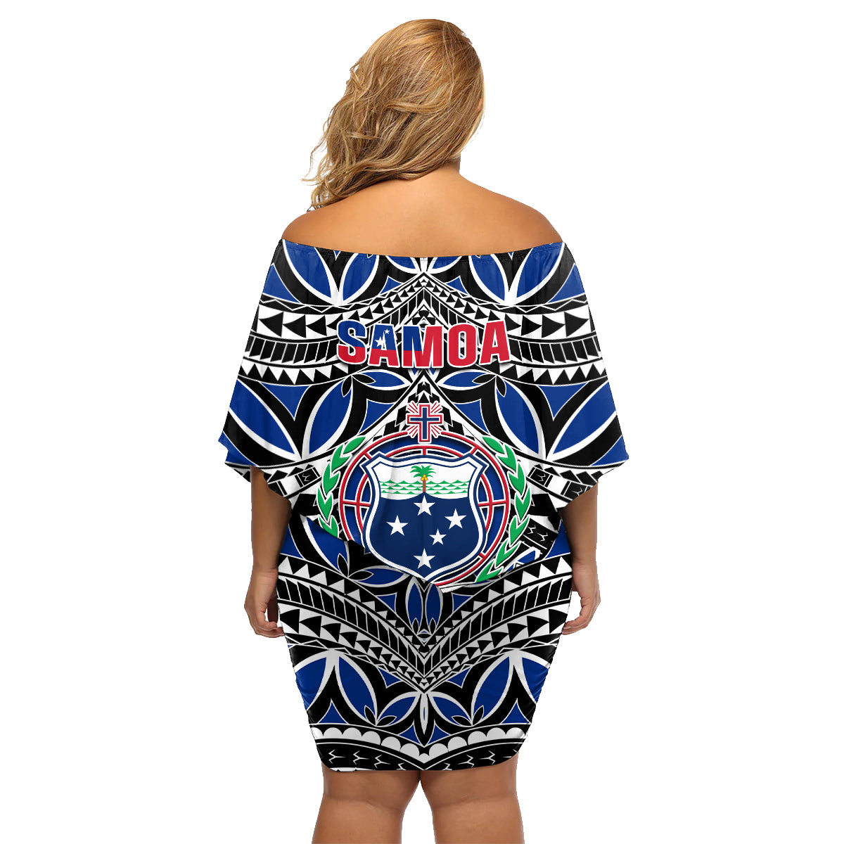 Samoa 685 Family Matching Off Shoulder Short Dress and Hawaiian Shirt Samoan Coat Of Arms Simple Style LT14 - Polynesian Pride