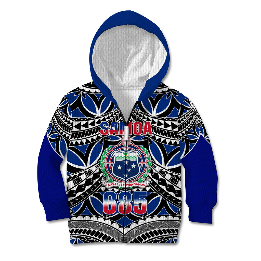 Samoa 685 Kid Hoodie Samoan Coat Of Arms Simple Style LT14 Zip Hoodie Blue - Polynesian Pride