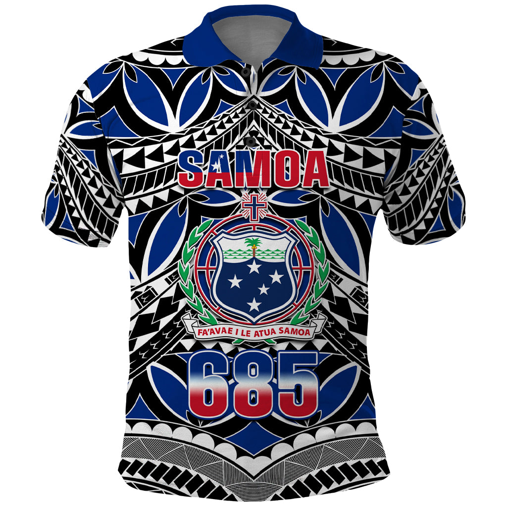 Samoa 685 Polo Shirt Samoan Coat Of Arms Simple Style LT14 Blue - Polynesian Pride