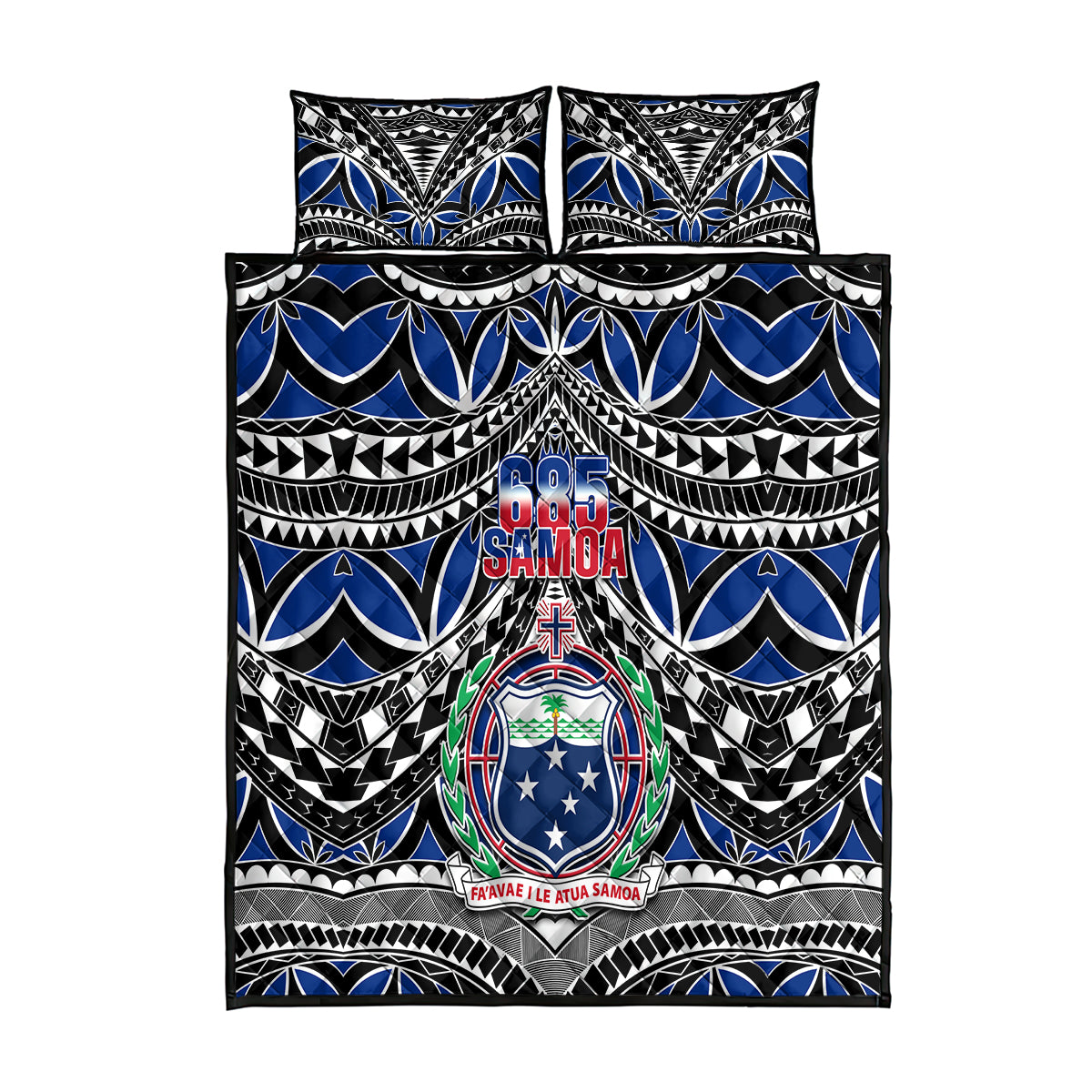 Samoa 685 Quilt Bed Set Samoan Coat Of Arms Simple Style LT14 Blue - Polynesian Pride