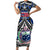 Samoa 685 Short Sleeve Bodycon Dress Samoan Coat Of Arms Simple Style LT14 Long Dress Blue - Polynesian Pride