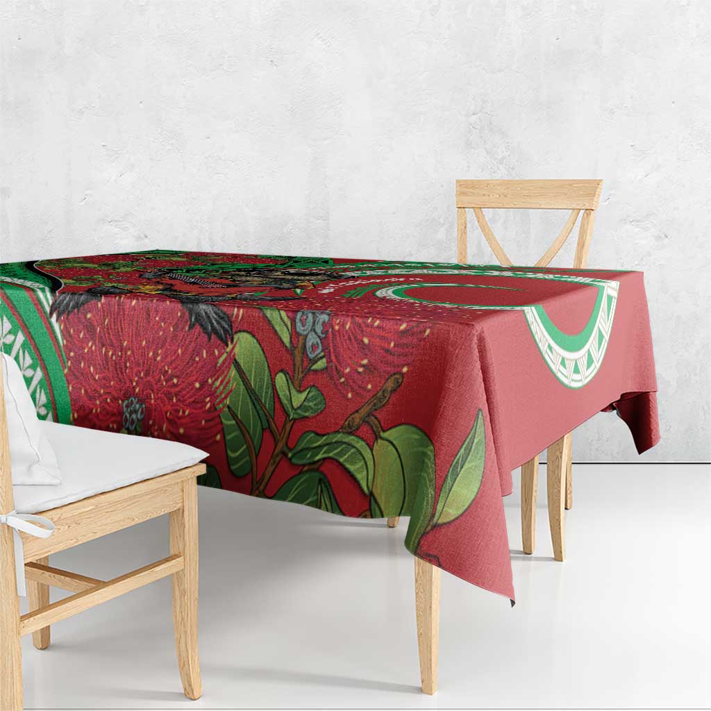 Mele Kalikimaka Hawaii Tablecloth Mongoose Santa With Ohia Lehua