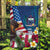 United States And Samoa Garden Flag USA Flag Eagle Mix Samoan Coat Of Arms LT14 Garden Flag Blue - Polynesian Pride