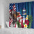 United States And Samoa Shower Curtain USA Flag Eagle Mix Samoan Coat Of Arms LT14 - Polynesian Pride