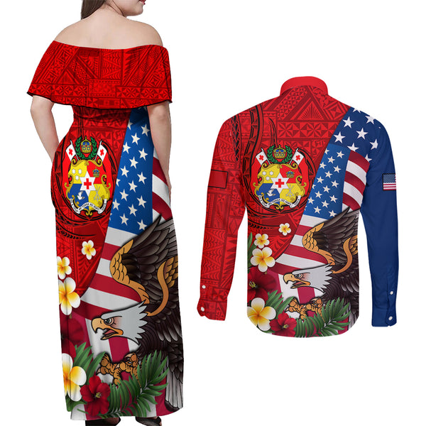Personalized Tonga Couples Matching Mermaid Dress and Hawaiian Shirt Coat Of Arms Haapai With Ngatu Pattern LT05 main image 0