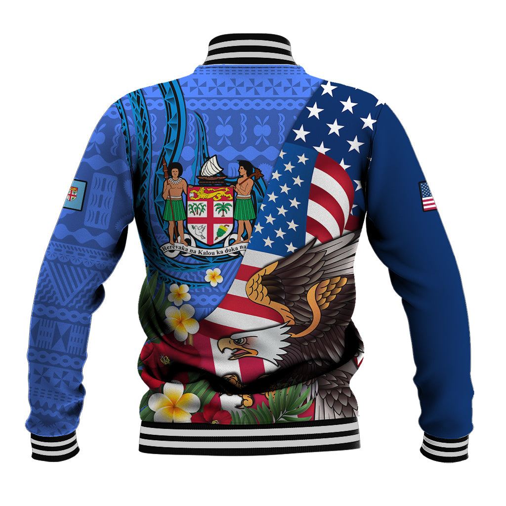 United States And Fiji Baseball Jacket USA Flag Eagle Mix Fijian Coat Of Arms Tapa Pattern LT14 - Polynesian Pride