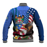 United States And Fiji Baseball Jacket USA Flag Eagle Mix Fijian Coat Of Arms Tapa Pattern LT14 - Polynesian Pride