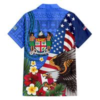 United States And Fiji Family Matching Long Sleeve Bodycon Dress and Hawaiian Shirt USA Flag Eagle Mix Fijian Coat Of Arms Tapa Pattern LT14 - Polynesian Pride