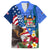 United States And Fiji Family Matching Tank Maxi Dress and Hawaiian Shirt USA Flag Eagle Mix Fijian Coat Of Arms Tapa Pattern LT14 Dad's Shirt - Short Sleeve Blue - Polynesian Pride