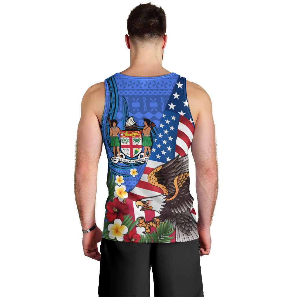 United States And Fiji Men Tank Top USA Flag Eagle Mix Fijian Coat Of Arms Tapa Pattern LT14 - Polynesian Pride