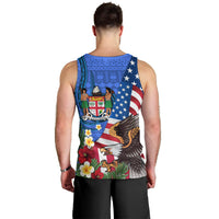United States And Fiji Men Tank Top USA Flag Eagle Mix Fijian Coat Of Arms Tapa Pattern LT14 - Polynesian Pride
