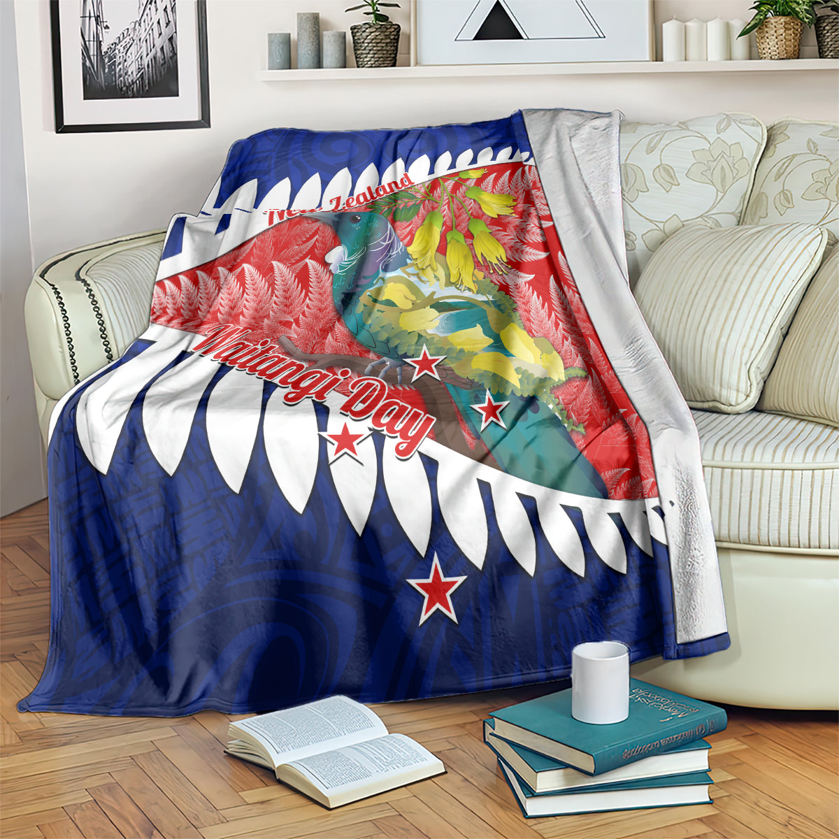 New Zealand Waitangi Day Blanket NZ Maori Tui Bird With Kowhai Flowers LT14 - Polynesian Pride