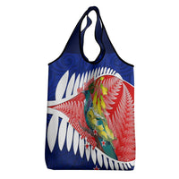 New Zealand Waitangi Day Grocery Bag NZ Maori Tui Bird With Kowhai Flowers