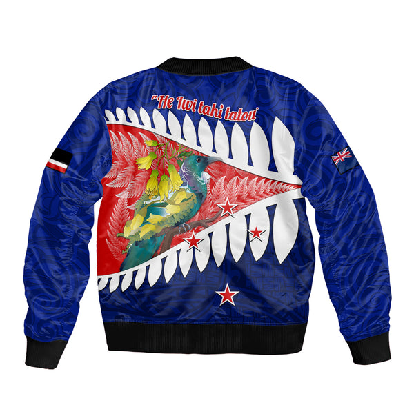 Maori Fathers Day New Zealand Sleeve Zip Bomber Jacket Aroha Ahau Ki A Koe Papa - Purple LT9 main image 1