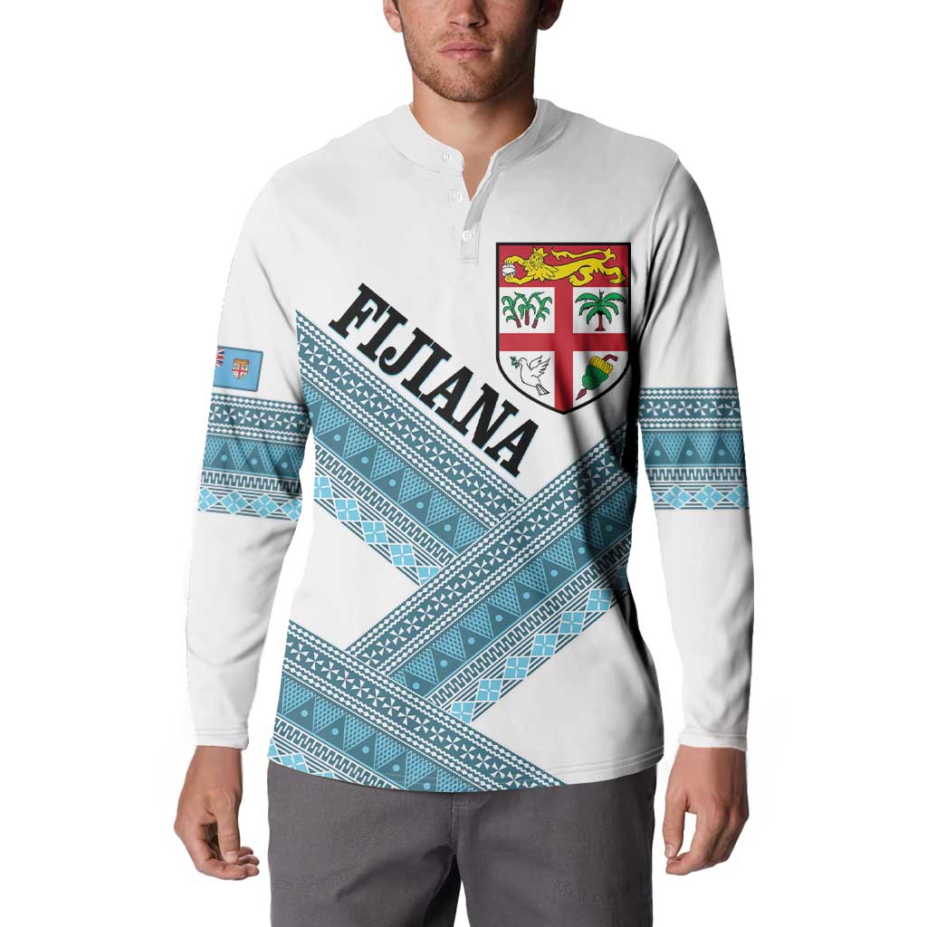Custom Fiji Tapa Rugby 2025 Button Sweatshirt Go Champions Fijiana