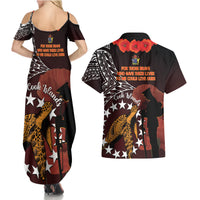 Cook Islands ANZAC Day Couples Matching Summer Maxi Dress and Hawaiian Shirt Poppies With Sea Turtle LT14 - Polynesian Pride