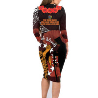 Cook Islands ANZAC Day Family Matching Long Sleeve Bodycon Dress and Hawaiian Shirt Poppies With Sea Turtle LT14 - Polynesian Pride