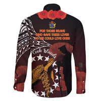 Cook Islands ANZAC Day Family Matching Off Shoulder Long Sleeve Dress and Hawaiian Shirt Poppies With Sea Turtle LT14 - Polynesian Pride