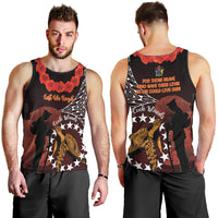 Cook Islands ANZAC Day Men Tank Top Poppies With Sea Turtle LT14 - Polynesian Pride