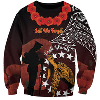 Cook Islands ANZAC Day Sweatshirt Poppies With Sea Turtle LT14 Unisex Red - Polynesian Pride