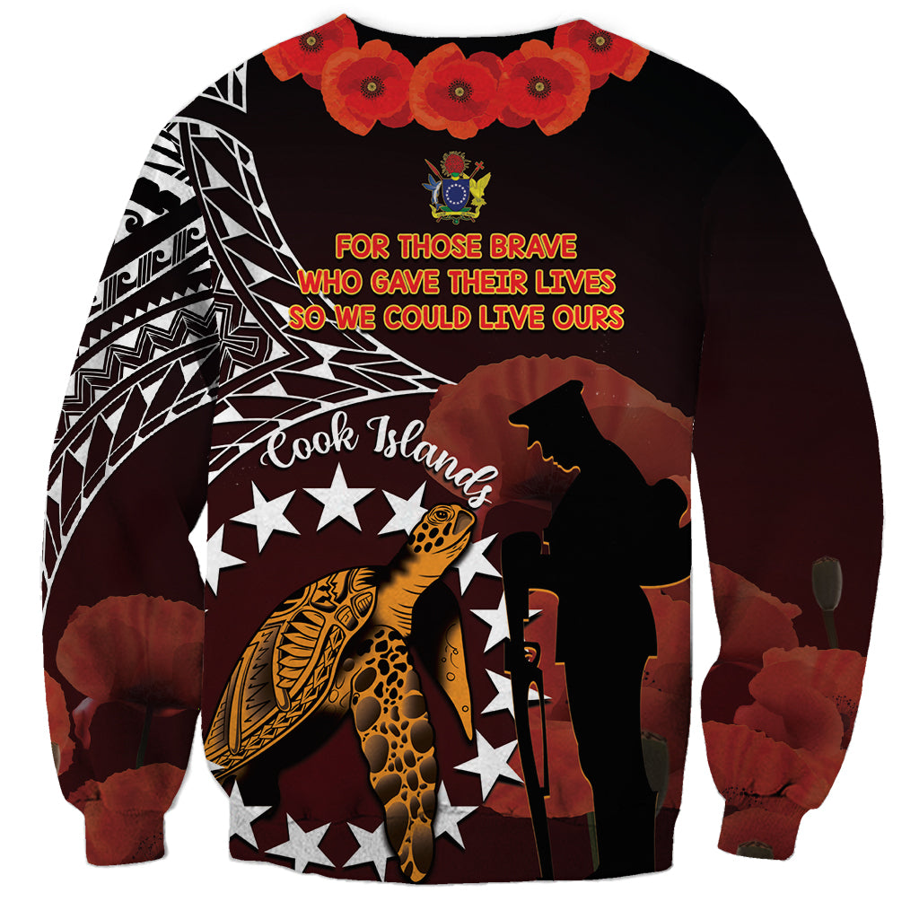 Cook Islands ANZAC Day Sweatshirt Poppies With Sea Turtle LT14 - Polynesian Pride