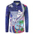 Biba Guam Liberation Day Button Sweatshirt Tano y Chamoru Latte Stone Blue