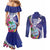 Biba Guam Liberation Day Couples Matching Mermaid Dress and Long Sleeve Button Shirt Tano y Chamoru Latte Stone Blue
