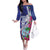 Biba Guam Liberation Day Family Matching Off The Shoulder Long Sleeve Dress and Hawaiian Shirt Tano y Chamoru Latte Stone Blue