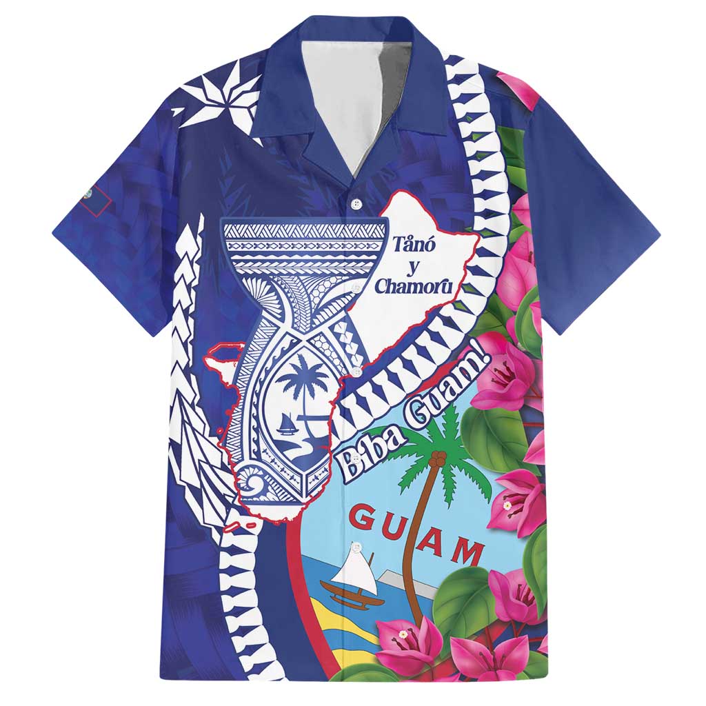 Biba Guam Liberation Day Family Matching Short Sleeve Bodycon Dress and Hawaiian Shirt Tano y Chamoru Latte Stone Blue