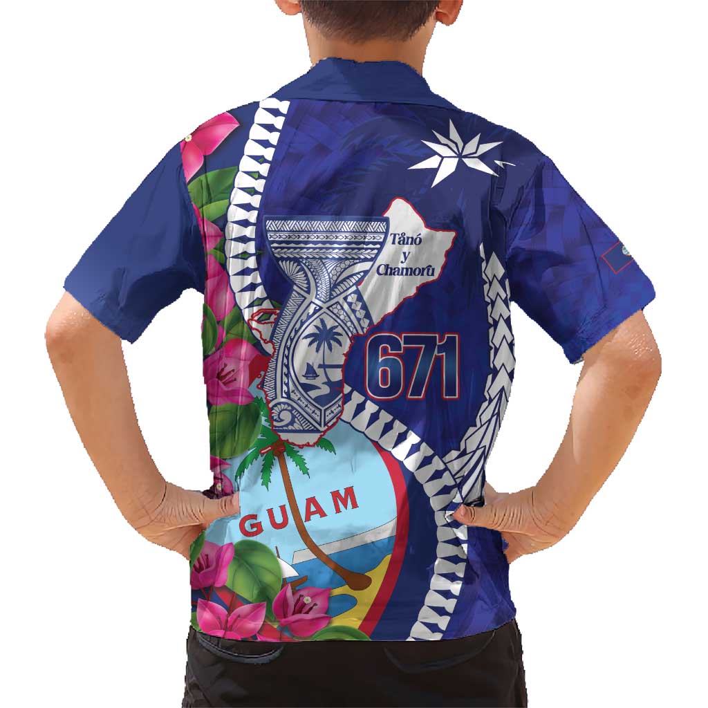 Biba Guam Liberation Day Kid Hawaiian Shirt Tano y Chamoru Latte Stone Blue
