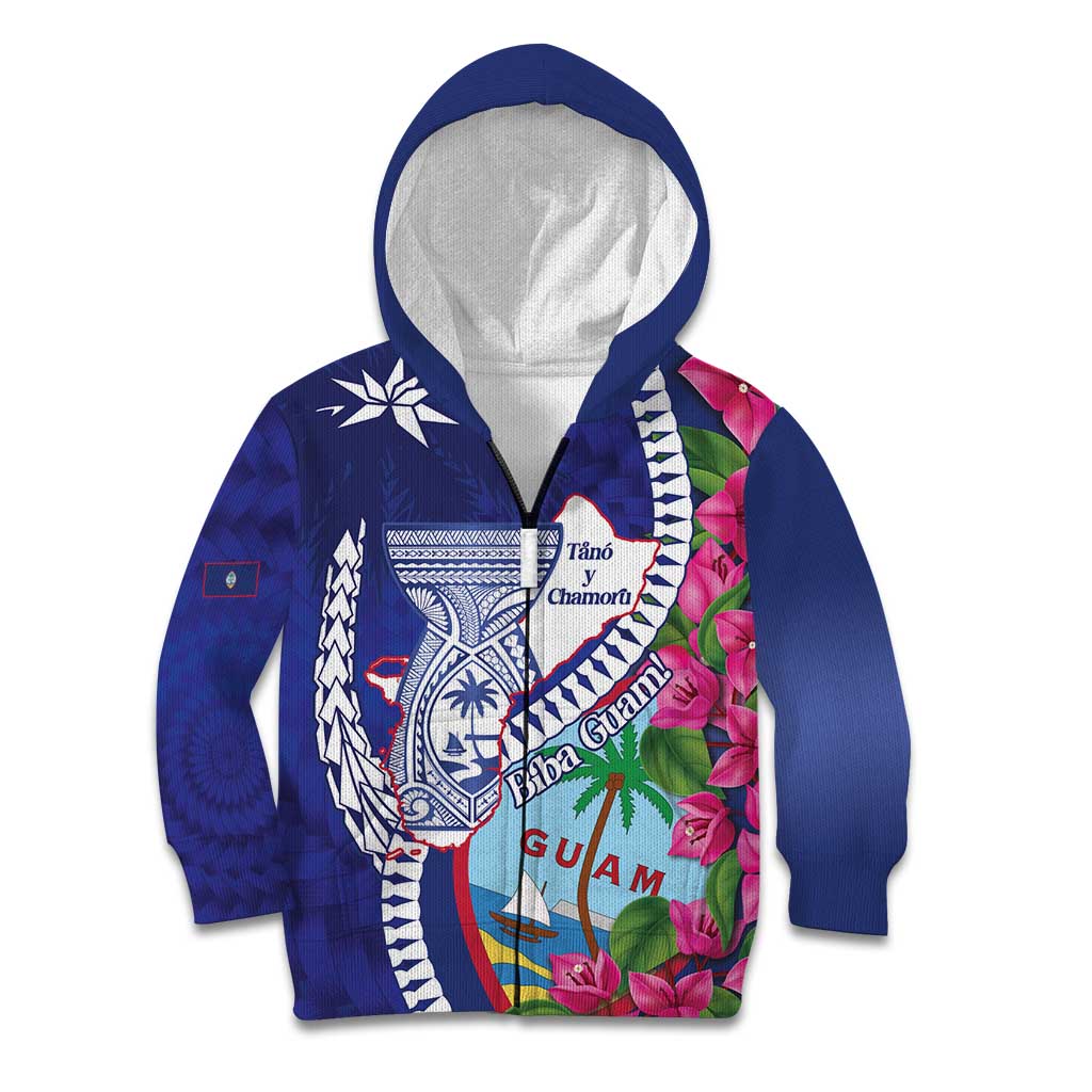 Biba Guam Liberation Day Kid Hoodie Tano y Chamoru Latte Stone Blue