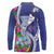 Biba Guam Liberation Day Long Sleeve Polo Shirt Tano y Chamoru Latte Stone Blue