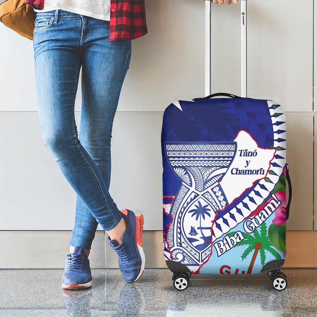 Biba Guam Liberation Day Luggage Cover Tano y Chamoru Latte Stone Blue