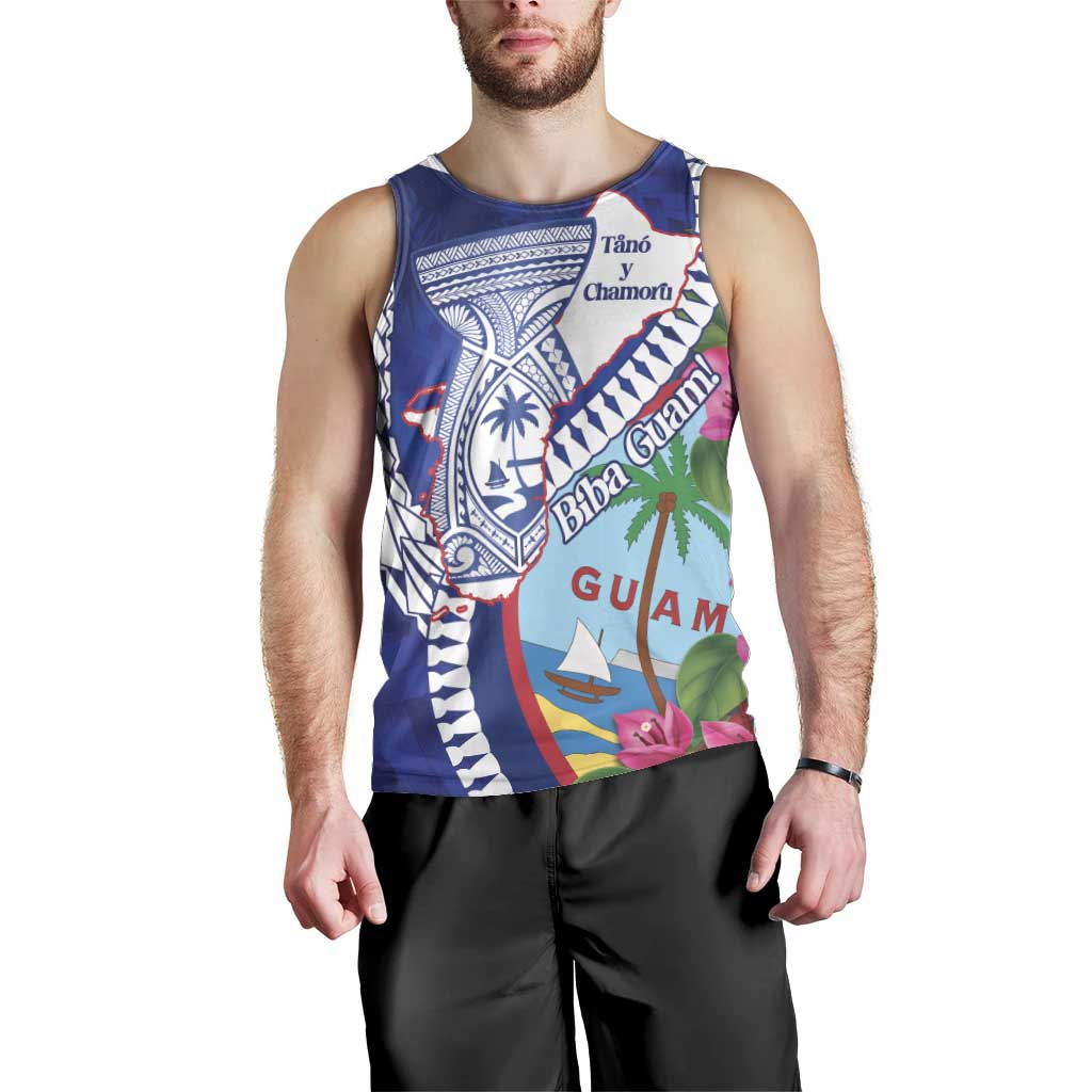 Biba Guam Liberation Day Men Tank Top Tano y Chamoru Latte Stone Blue