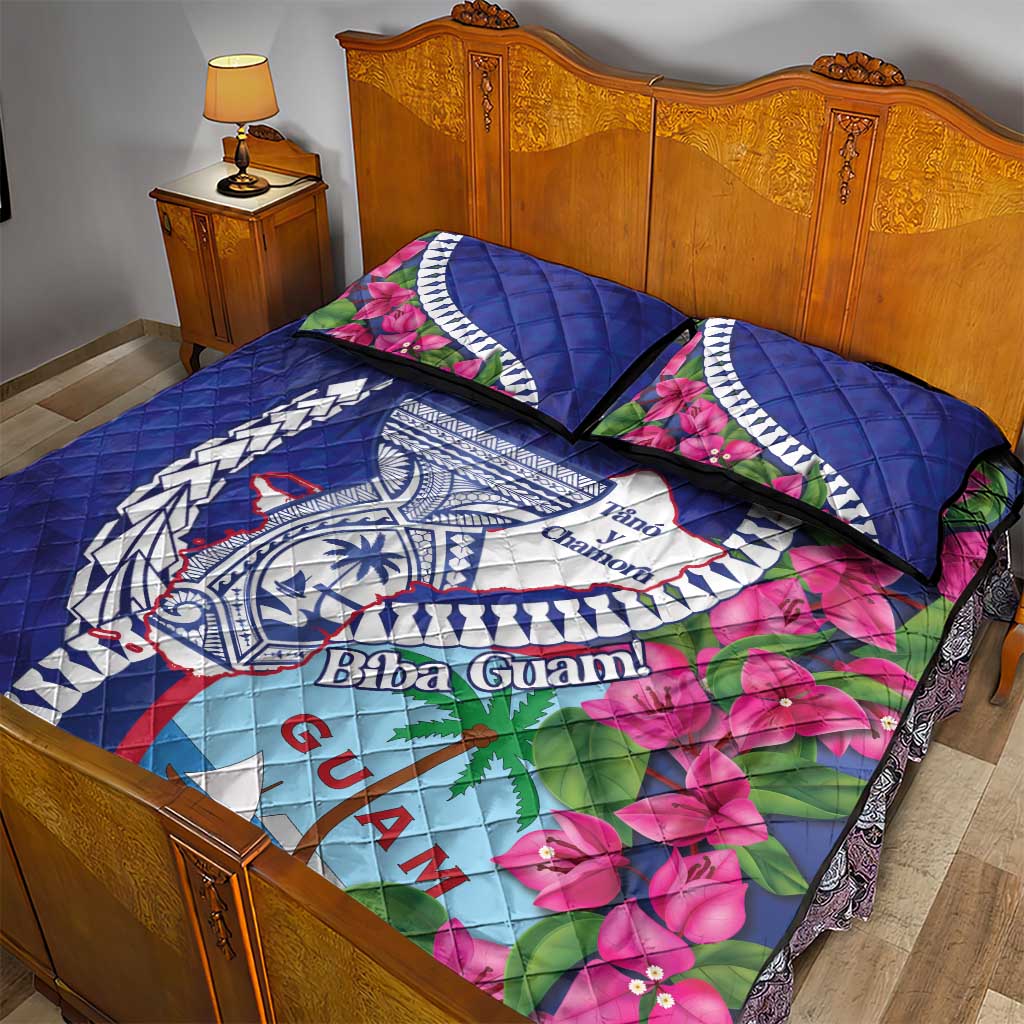 Biba Guam Liberation Day Quilt Bed Set Tano y Chamoru Latte Stone Blue