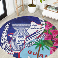 Biba Guam Liberation Day Round Carpet Tano y Chamoru Latte Stone Blue